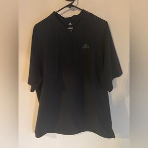Adidas Men's black  Short Sleeve mid zip large